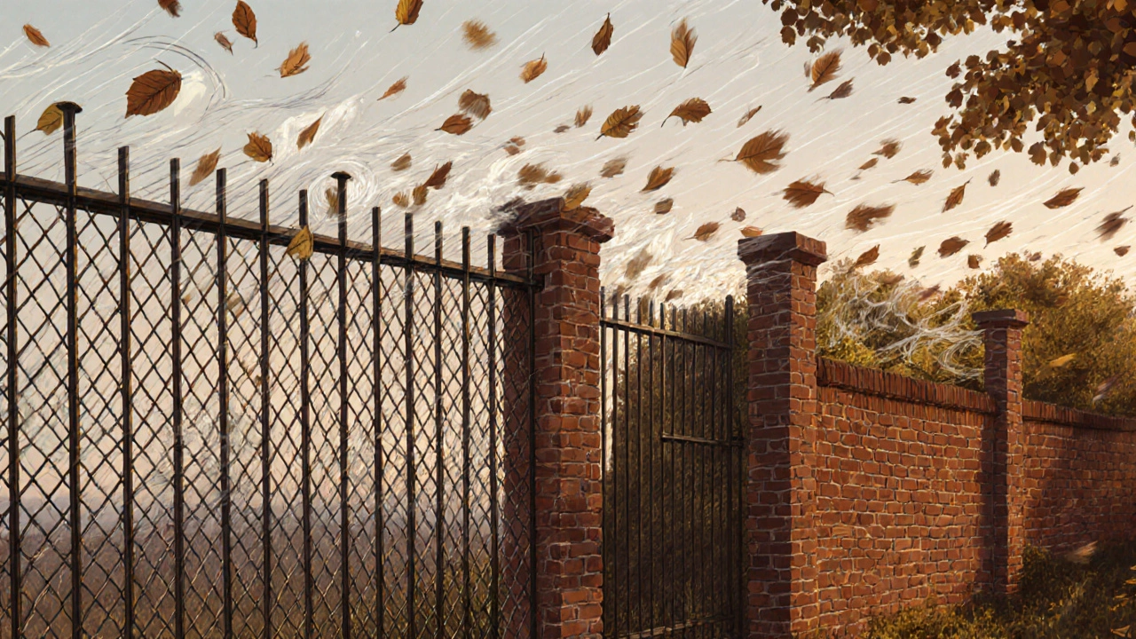 Металлическая решётка пропускает ветер, в отличие от сплошного кирпичного забора с вентиляционными проёмами.