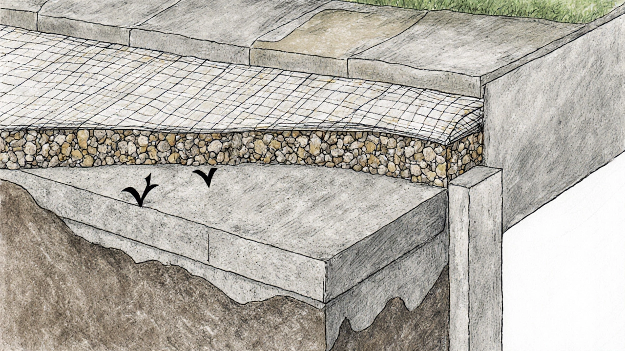 Разрез фундамента с правильным слоем щебня под бетоном и неправильным — на глинистой почве.