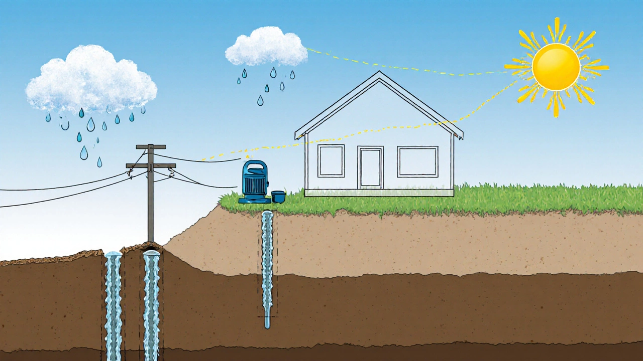 Слоистая схема подготовки участка: дренаж, коммуникации и ориентация дома по солнцу.