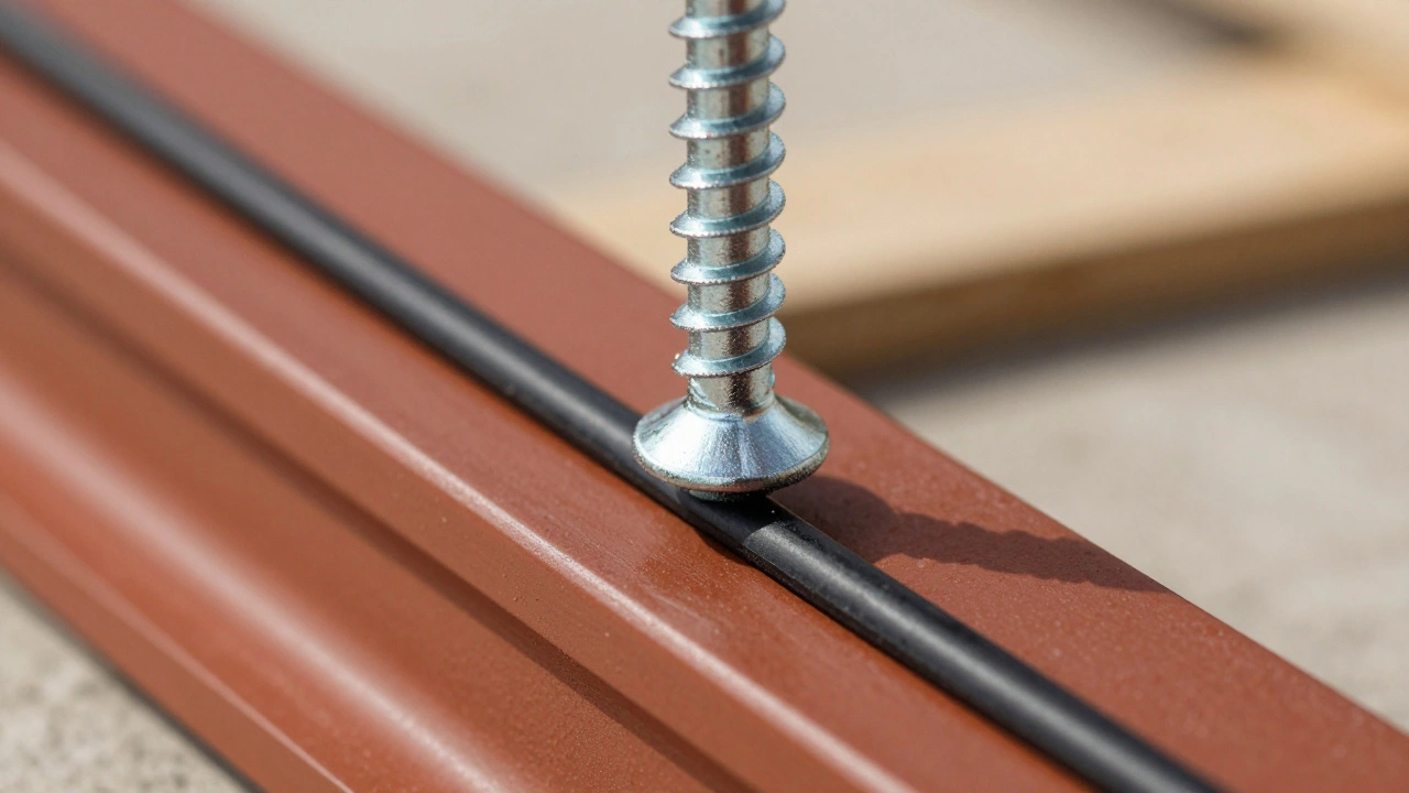 Кровельный саморез с EPDM-прокладкой, плотно прижатый к металлу