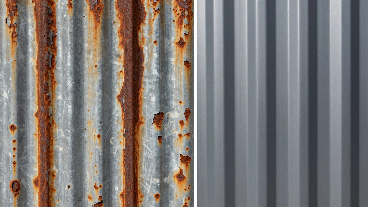 Сравнение заржавевшего дешевого профлиста и качественного оцинкованного металла