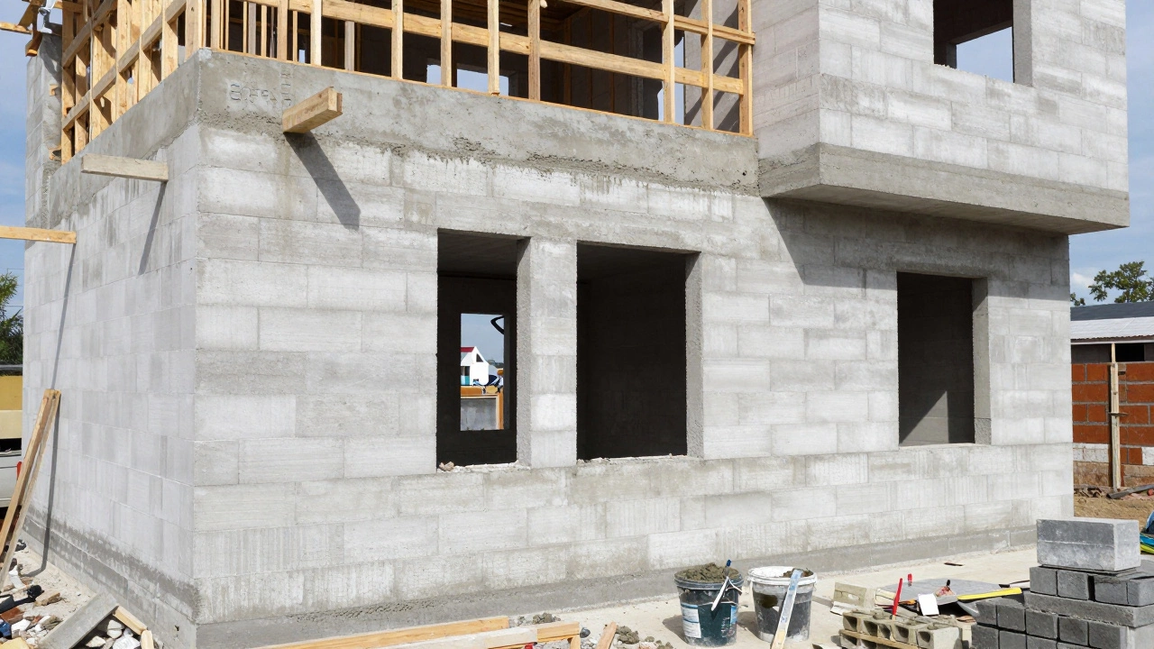 Возведение стен из газобетона и установка бетонного армопояса